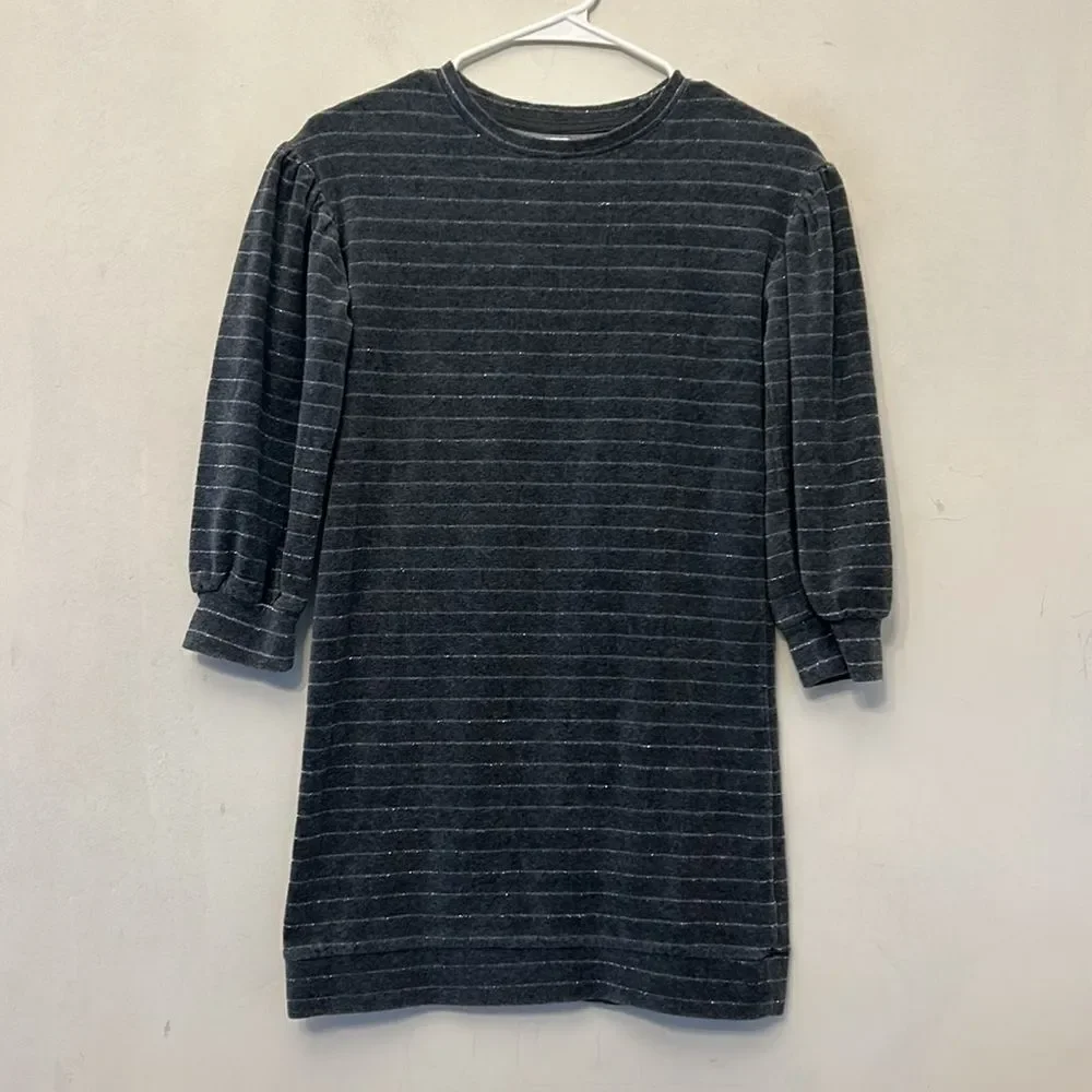 Gap Kids long sleeve gray striped sparkle dress Size L EUC